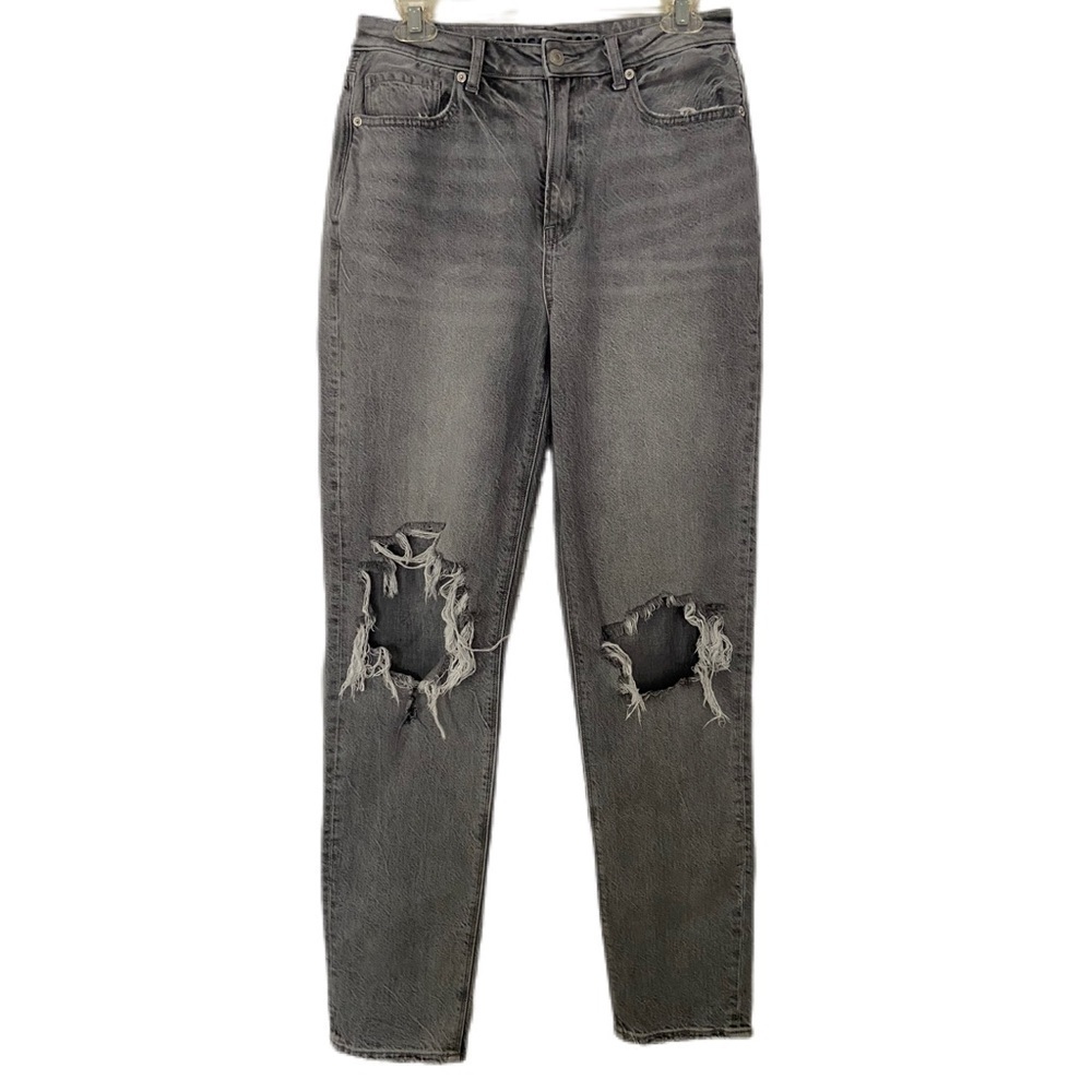 American Eagle Outfitters Gray Distressed Mom Jeans Grunge, Punk, Size 6